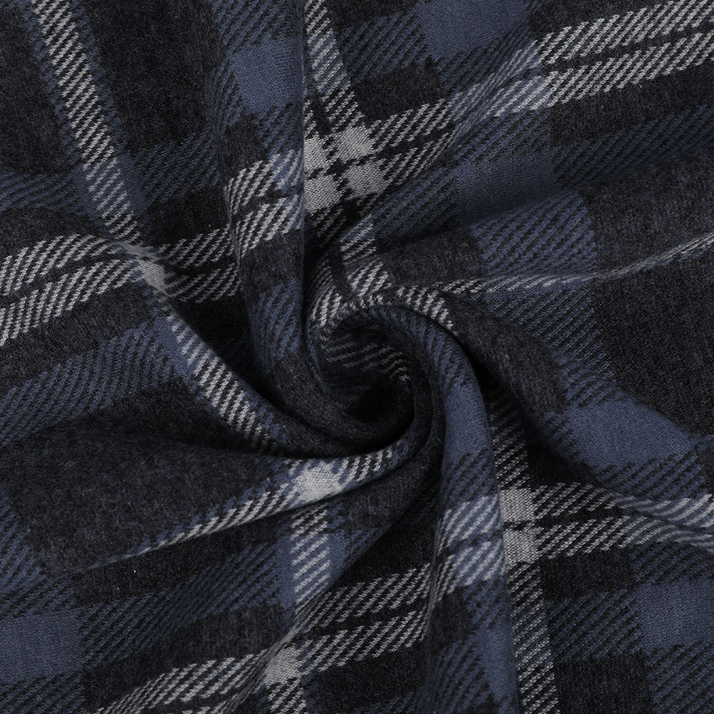 Tela de punto a cuadros de seda de lana suave y cómoda de jacquard de doble cara